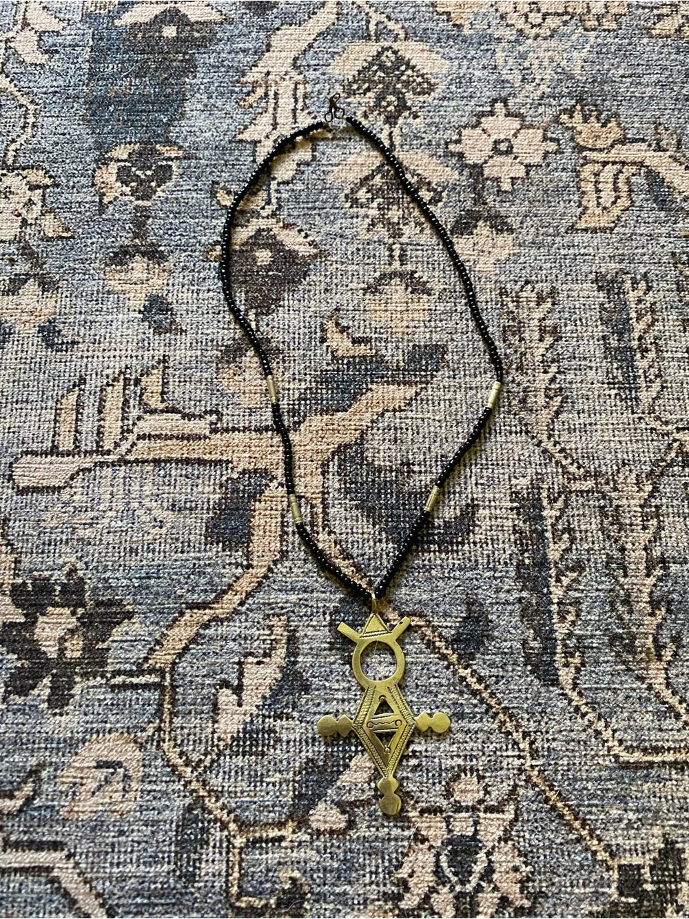Black Beaded Necklace with Tuareg Pendant
